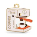Pink and orange enamel coffee machine pendant with gold finish and COFFEE TIME text - Light Coffee Coffee Machine