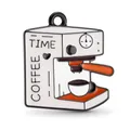 Retro ivory espresso machine alloy charm with orange accents and Coffee Time text - Deep Coffee Coffee Machine