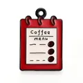 Vintage red coffee menu enamel charm with coffee bean icons for DIY jewelry projects - Deep Red Black Edge Coffee Menu
