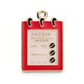 Retro red and gold enamel coffee menu charm pendant with intricate metallic details - Red Gold Edge Coffee Menu