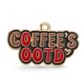 Retro golden alloy coffee ootd enamel charm with red brown and black colors - Black Base Brown COFFEE'S OOTD