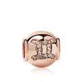 Rose gold Gemini zodiac charm bead with clear crystal pavé for DIY bracelets - Gemini