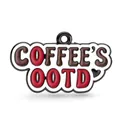 Retro coffee OOTD alloy enamel charm with cloud shape and red-brown accent color - White Base Brown COFFEE'S OOTD