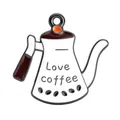 White enamel coffee pot charm with Love Coffee text and red accents for DIY jewelry - Deep Brown Black Edge Coffee Pot