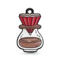 Vintage red coffee dripper enamel pendant with alloy drip oil finish for jewelry DIY - Deep Brown Black Edge Pour-over Pot