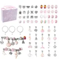 DIY kids charm bracelet jewelry kit with pink marble gift box and unicorn beads - Pink Jewelry Set