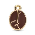 Golden coffee bean alloy pendant with deep brown enamel and secure top loop charm - Deep Brown Gold Edge Coffee Bean