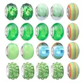 Colorful green crystal DIY bead set with large hole glass and rhinestone charms - 20 Pieces Set / Green