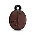 Vintage brown enamel coffee bean pendant charm with black metal base for DIY jewelry - Deep Brown Black Edge Coffee Bean