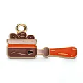 Vintage gold coffee portafilter pendant with brown enamel and small coffee bean details - Light Coffee Gold Edge Grinder