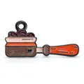 Vintage coffee portafilter alloy charm with brown and orange enamel finish - Deep Coffee Black Edge Grinder
