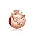 Rose gold crown cow charm with heart-shaped crystal eye for DIY bead bracelets - Cow