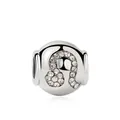 Silver Leo zodiac bead with sparkling crystals for DIY charm bracelets - Leo