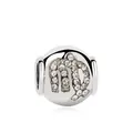Silver Virgo constellation charm bead with sparkling white crystals for DIY bracelets - Virgo