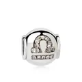 Silver Libra zodiac charm bead with white crystal inlay for DIY charm bracelets - Libra