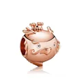 Charm a forma di drago in oro rosa con corona e zirconi per bracciali componibili - Drago