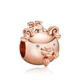 Charm a forma di ariete in oro rosa con corona e zirconi per bracciali - Pecora