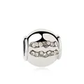 Spherical zodiac bead with sparkling wave pattern of zircons for DIY charm bracelets - Aquarius