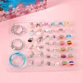 DIY colorful bead bracelet kit with 3 chains and various charms for girls jewelry making - Cherry Blossom Deer Style (Bracelet And Necklace)