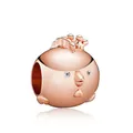 Charm pulcino in oro rosa con occhi scintillanti in zirconia e dettaglio a cuore - Gallo