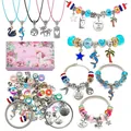 DIY colorful unicorn jewelry set with crystal beads and necklaces in a pink gift box - Pink Unicorn Gift Box Set (T-11)