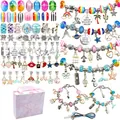 Set regalo per bracciale fai-da-te 127 pezzi con perle di cristallo e borsa in marmo - 127 Componenti / Stile Scatola Regalo Colorata (T-19)
