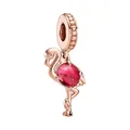 Eleganter Flamingo-Charm aus Roségold mit rosa Stein für individuelle DIY-Armbänder - Roségold Flamingo Stil (L3-60)