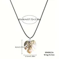 Hawaiian shell monstera leaf pendant necklace with black velvet cord and dimensions - Monstera Leaf Style (HWBN236)