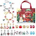 Weihnachts-Adventskalender DIY Armband Set mit 24 Charms für den Feiertags-Countdown - Weihnachten Gemischte Elemente (M-10)