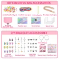 Kinder DIY Armband Set mit 158 bunten Acrylperlen und Einhorn Aufbewahrungstasche - bunt