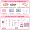 Bastelset für Kinder 158-tlg mit Acrylperlen, Anhängern und rosa Marmor-Geschenkbox - Rosa