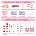 Bastelset für Schmuck mit 158 bunten Perlen, Metallketten und rosa Marmor-Geschenkbox - Rot