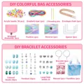 Kit bracelet DIY enfant 158pcs avec perles colorées et pochette de rangement marbre - Bleu