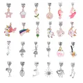 Assorted DIY alloy enamel charms featuring stars, animals and flowers for jewelry making - Pink Assorted Style