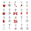 Collection of 20 assorted alloy charms with red enamel for DIY jewelry bracelets - Red Style