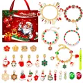 Calendrier de l'Avent de Noël avec 24 bijoux DIY et bracelets dans un coffret rouge - Style Sac à Main Rouge Et Vert De Noël (M-18)