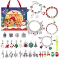Calendrier de l'Avent bijoux de Noël avec bracelets DIY et breloques festives - Style Sac à Main Thème Père Noël (M-19)