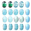 Set de 20 cuentas de vidrio de colores con agujero grande para pulseras DIY y bisutería - Juego de 20 Piezas / Azul