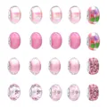 Cuadrícula detallada con veinte cuentas de vidrio rosa variadas para crear joyería - Estilo Brillante / Juego de 20 Piezas / Rosa