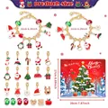 Kerst adventskalender DIY armbandset met 24 bedeltjes en een rode geschenkverpakking - Kerst Avontuur Stijl (M-23-2) / Goud