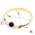 Retro XL gold cuff bracelet with carved floral patterns and tiger eye stone inlay - Brown Tiger Eye Style (74mm-XL)