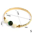 Gold beaded bangle with tiger eye resin jasmine flower accent and 64mm inner diameter - Green Tiger Eye Style (64mm-S)