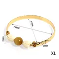 Tiger eye and resin jasmine flower beaded bangle with gold embossed finish in size XL - Gold Tiger Eye Style (74mm-XL)