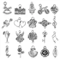 Set di 20 ciondoli assortiti in lega d'argento per gioielli fai da te con cuori e note musicali - Stile Misto Varietà Assortita