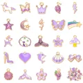 24Pcs purple and gold enamel alloy charms with cute animal and celestial moon shapes for DIY - Purple Enamel Pendant Set / Mixed 24 Pieces/Pack