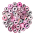 Perline rosa in resina con foro grande e anima in metallo per braccialetti fai-da-te - Mix Casuale / Confezione da 10 / Rosa