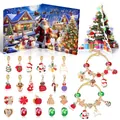 Weihnachts-Adventskalender Schmuckset mit blauer Blindbox und DIY-Anhängern - Adventskalender Mit Papier Weihnachtsbaum / Gold-Stil