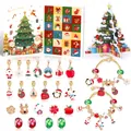 Calendario dell'Avvento di Natale 24 giorni Kit gioielli DIY con bracciali e ciondoli - Stile Scatola Regalo con Apertura a Catena Dorata (M-29) / 20x17x1.4cm