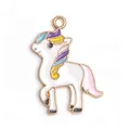 Cartoon unicorn pendant with white enamel and colorful mane for DIY jewelry - Enamel Unicorn Pendant (27*20mm) / 1 Piece / Color Block