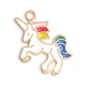 Pendentif licorne en émail coloré avec finition en alliage doré pour bijoux DIY - Pendentif licorne coloré en émail (23,5*17,5 mm) / 1 Pièce / Blocs de couleur